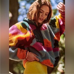 Free People Multicolor Fleece Sweatshirt